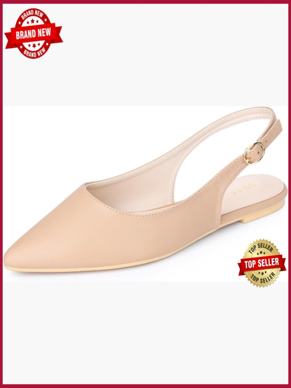 Pointed Toe Slingback Flat Pumps Slip On Flats Womens Shoes
